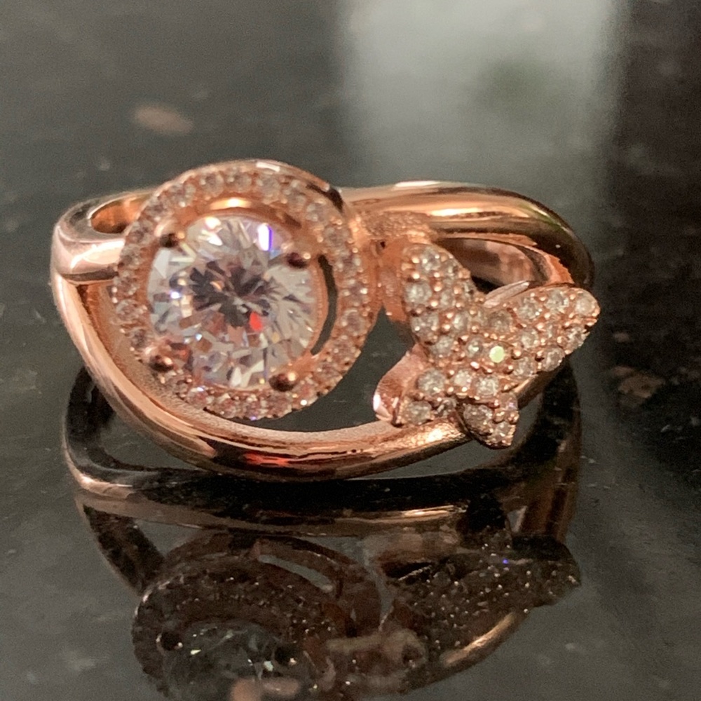 925 Sterling Silver Butterfly Topaz RoseGold